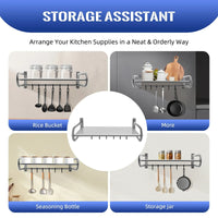 Wall-Mounted Microwave Oven Shelf with Hooks