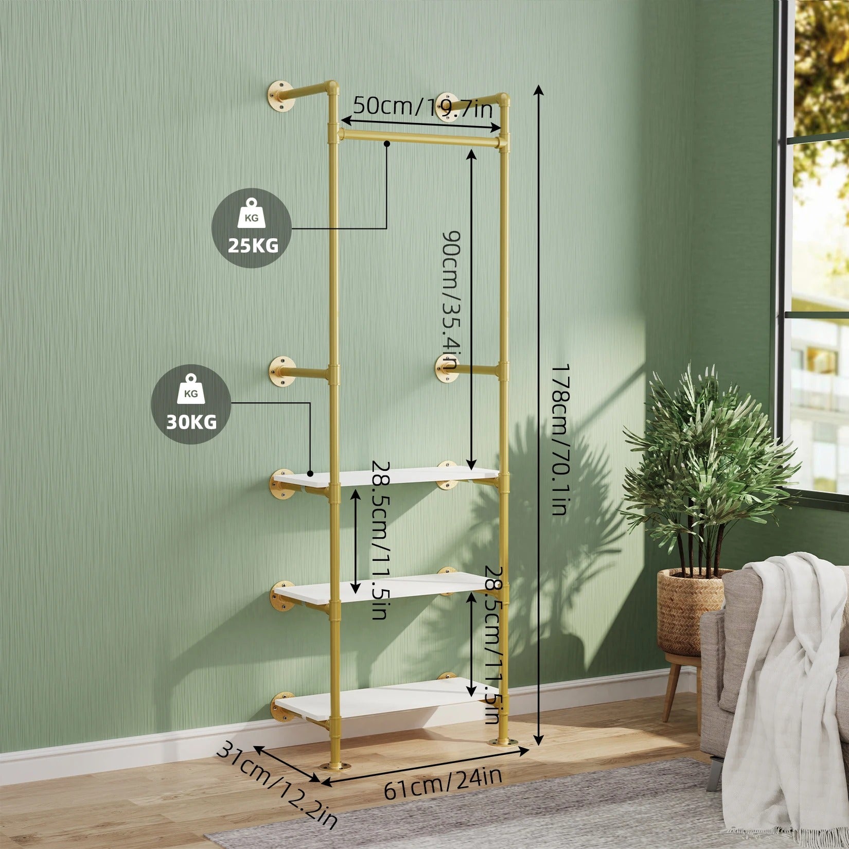 Industrial Pipe Clothes Rail with Shelves | Bedroom | Luvasmr - Satisfyingly Organised
