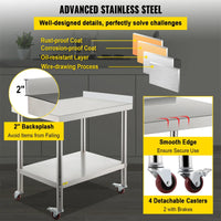 Kitchen Stainless Steel Roller Work Table