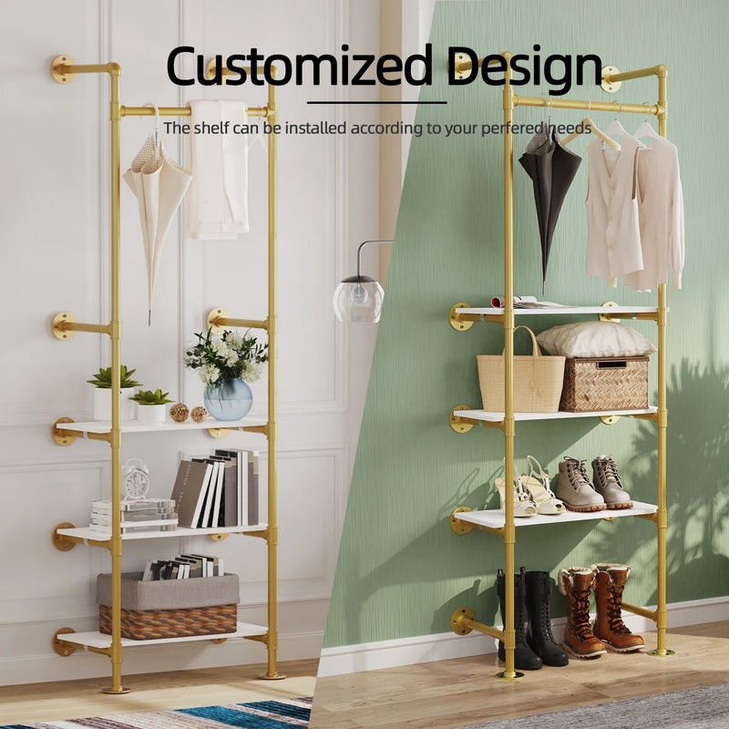 Industrial Pipe Clothes Rail with Shelves | Bedroom | Luvasmr - Satisfyingly Organised

