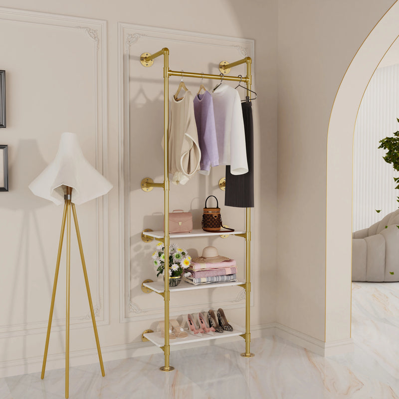 Industrial Pipe Clothes Rail with Shelves | Bedroom | Luvasmr - Satisfyingly Organised
