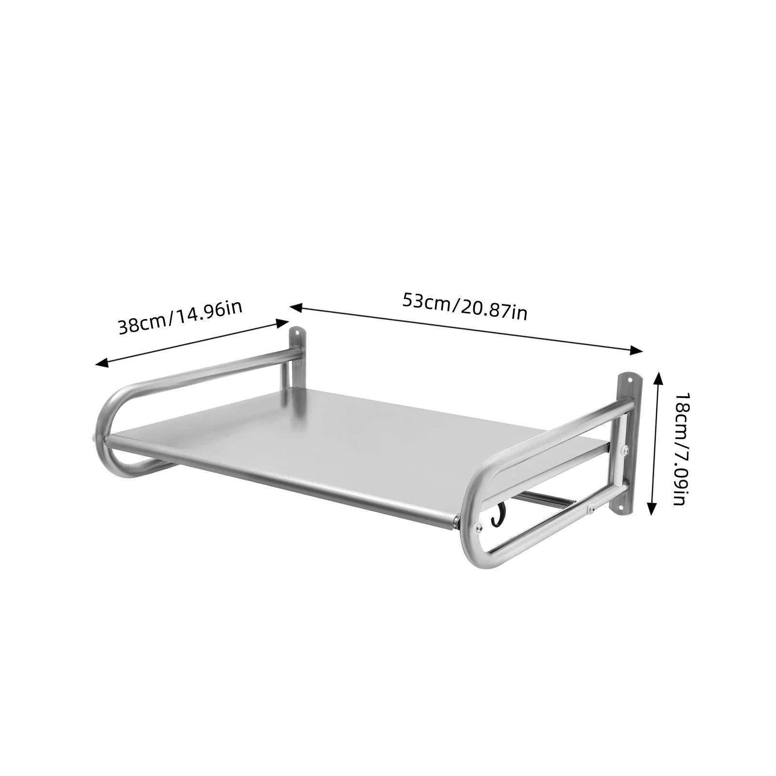 Wall-Mounted Microwave Oven Shelf with Hooks