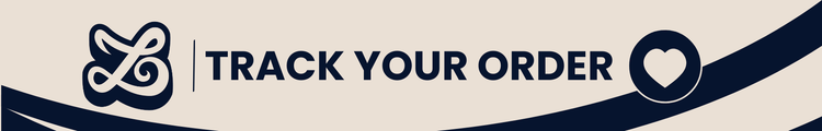 Visual prompt to track your order with a heart icon and stylish logo design.